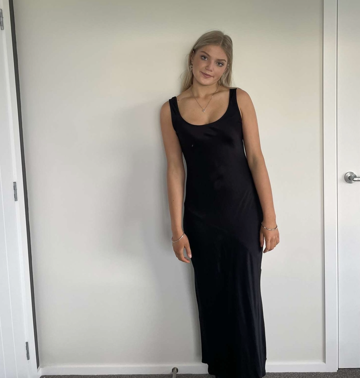 Lea Black Satin Maxi Dress